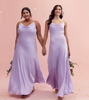 New Look Lilac Satin Cowl Neck Strappy Maxi Dress